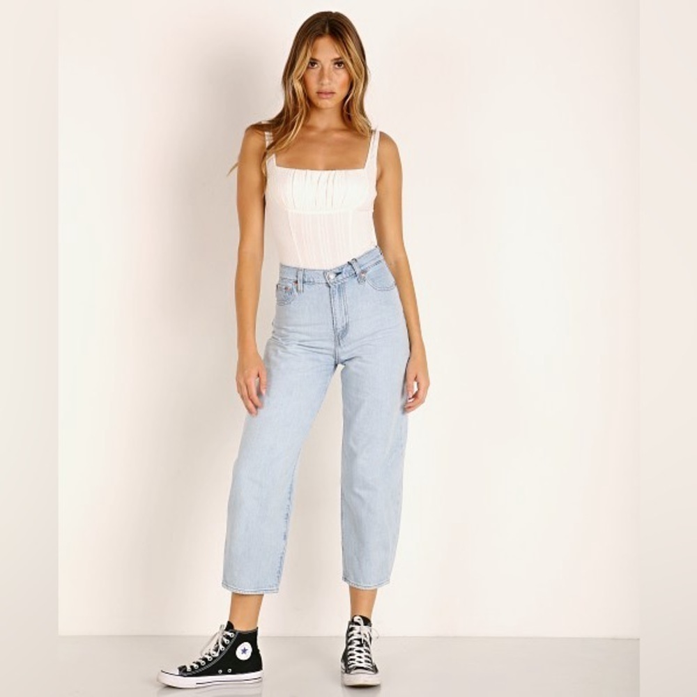 Levi’s Light Blue BALLOON denim pants jeans size 26 100% cotton zip up